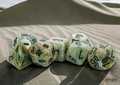 Chessex - 22409 Marble Mega-hedral Green/dark green 7-Die Set