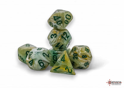 Chessex - 22409 Marble Mega-hedral Green/dark green 7-Die Set