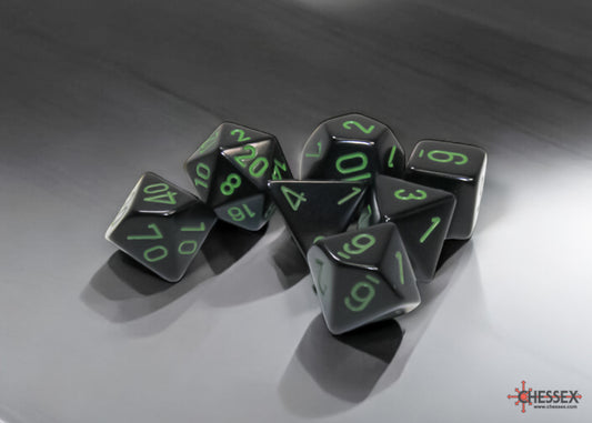 Chessex - 25458 Opaque Black Dice w/Green Numbers