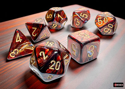 Chessex - 22419  Scarab Mega-hedral Blue Blood/gold 7-Die Set