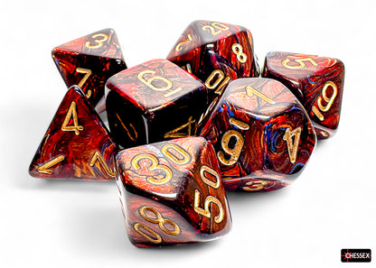 Chessex - 22419  Scarab Mega-hedral Blue Blood/gold 7-Die Set