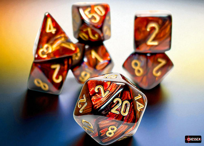 Chessex - 22419  Scarab Mega-hedral Blue Blood/gold 7-Die Set