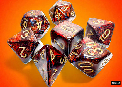 Chessex - 22419  Scarab Mega-hedral Blue Blood/gold 7-Die Set