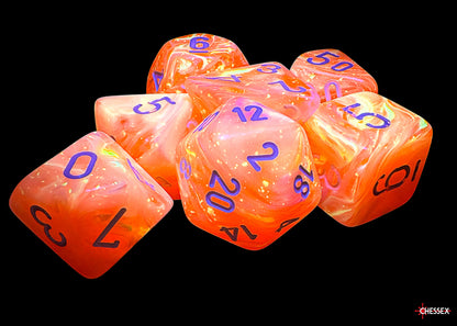 Chessex - 22553 Festive Mega-hedral Dahlia/white Luminary 7-Die Set