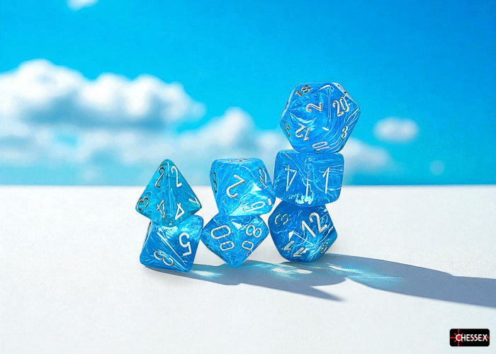 Chessex - 22566 Luminary Mega-hedral Sky/silver Luminary 7-Die Set