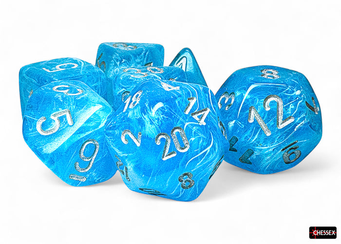 Chessex - 22566 Luminary Mega-hedral Sky/silver Luminary 7-Die Set
