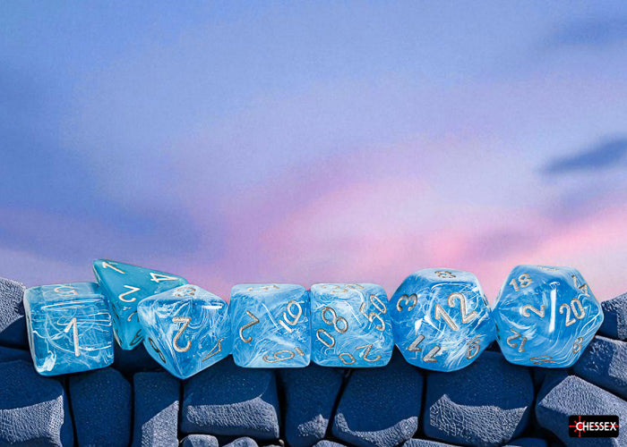 Chessex - 22566 Luminary Mega-hedral Sky/silver Luminary 7-Die Set