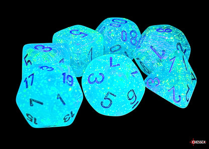 Chessex - 22566 Luminary Mega-hedral Sky/silver Luminary 7-Die Set