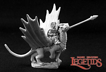 Reaper 03264 Roderic Ambermead and Glitter, Halfling on Dragon (metal)
