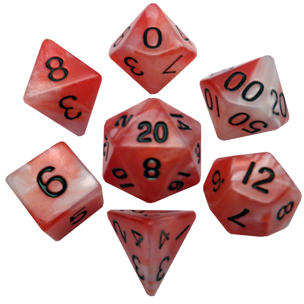 FanRoll LIC110 Red/White with Black Numbers 16mm Polyhedral Dice Set