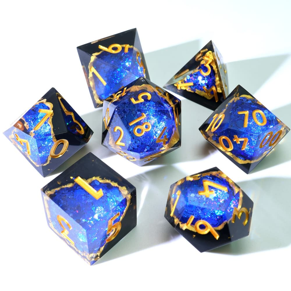 TwoFaad - Blue Geode 7- Piece Sharp Edge Dice Set