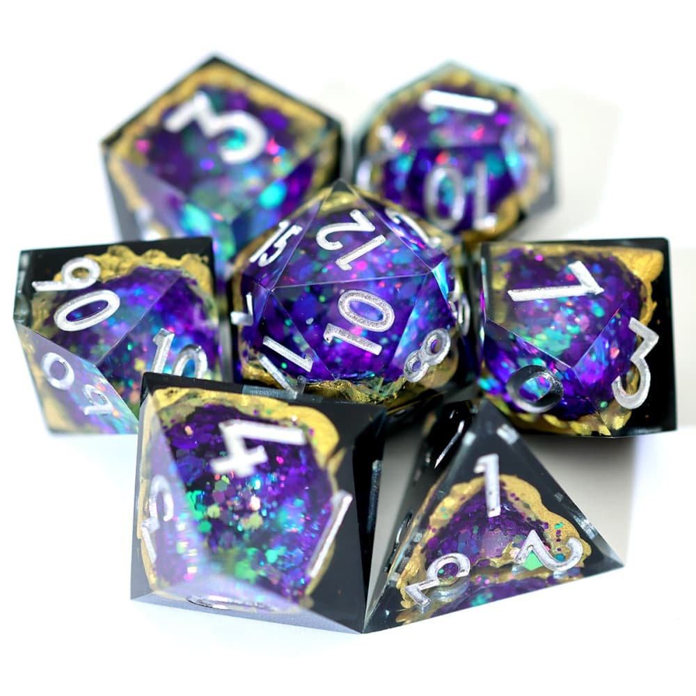 TwoFaad - Purple Geode 7- Piece Sharp Edge Dice Set