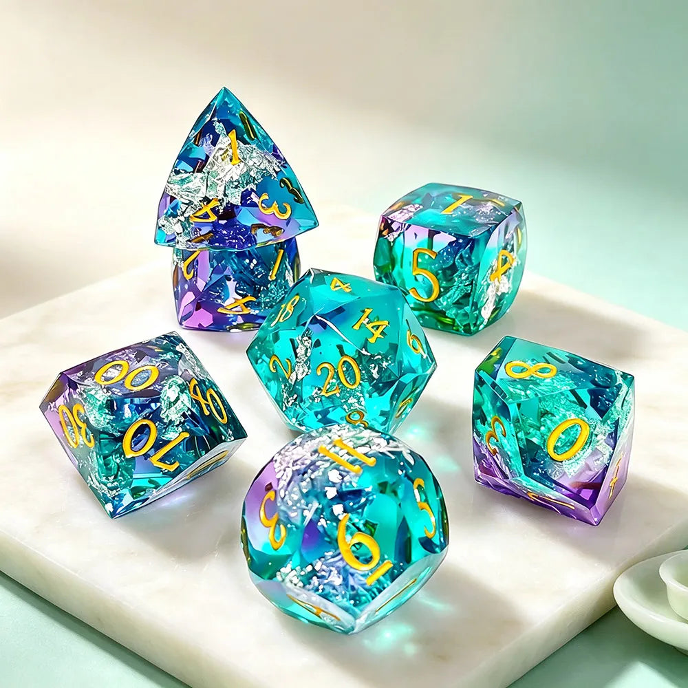 TwoFaad - Sea Serpent Aqua Multifaceted Sharp Edge Dice