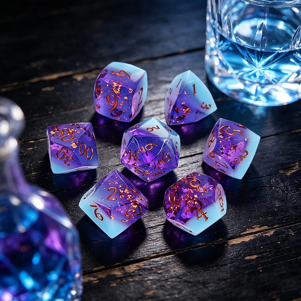 TwoFaad - Faerie Dragon 7- Piece Set Multifaceted Sharp Edge Purple & Sky Blue