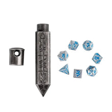 TwoFaad - Silver Metal Mini Dice in Rune Engraved Holder