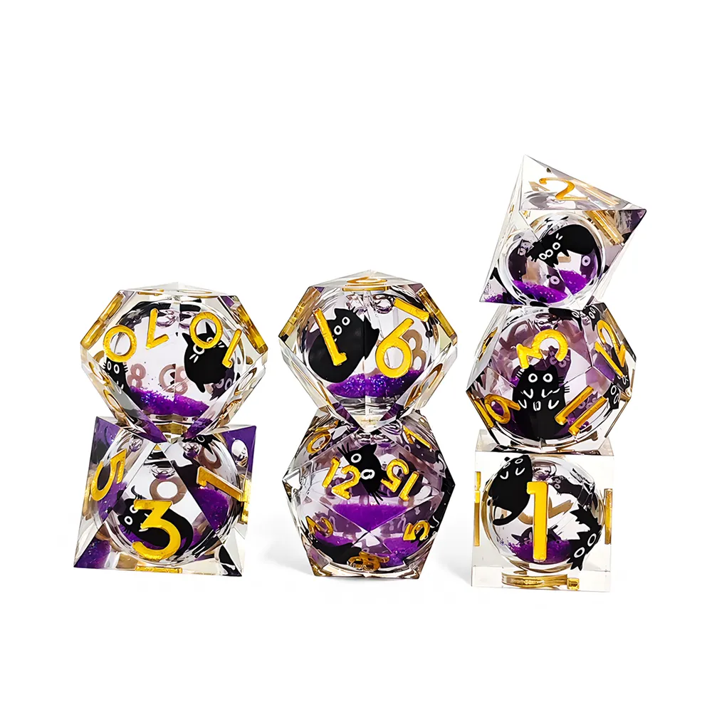 TwoFaad - Binx 7-Set Piece Liquid Core Black Cat Purple Glitter w/ Gold Numbers