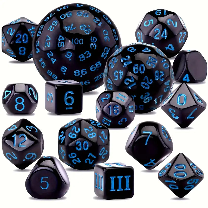 15 Piece Set - Black with Blue Numbers