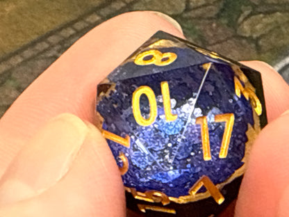 TwoFaad - Indigo Geode 7- Piece Sharp Edge Dice Set