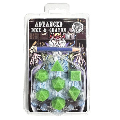 Black Oak Workshop - Black Death - Advanced Dice & Crayon Polyhedral Dice Set (green)