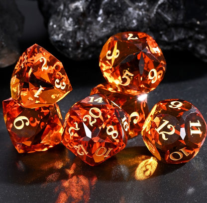 TwoFaad - Orange (Amber) Glass Prism Multi-faceted Semi-Precious Gemstone