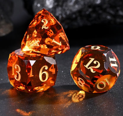 TwoFaad - Orange (Amber) Glass Prism Multi-faceted Semi-Precious Gemstone