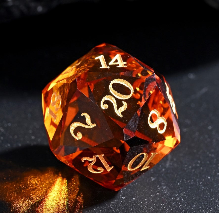 TwoFaad - Orange (Amber) Glass Prism Multi-faceted Semi-Precious Gemstone