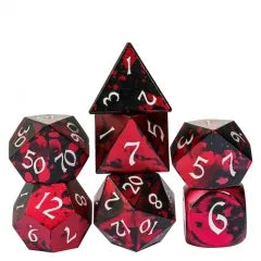 Red and Black Anodized Aluminum Dice w/ White Numbers
