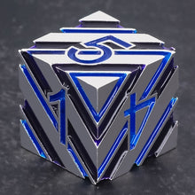 TwoFaad - Comet - Blue & Silver Striped Metal 7- Piece Dice Set