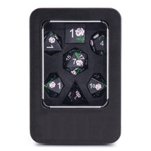TwoFaad - Pink Rose on Black Metal 7 Dice Piece set