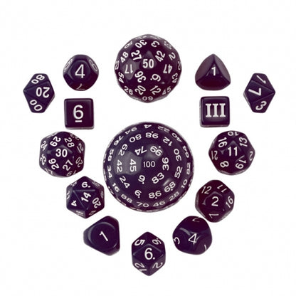 TwoFaad - 15 Piece Set - Purple Dice w/ White Numbers