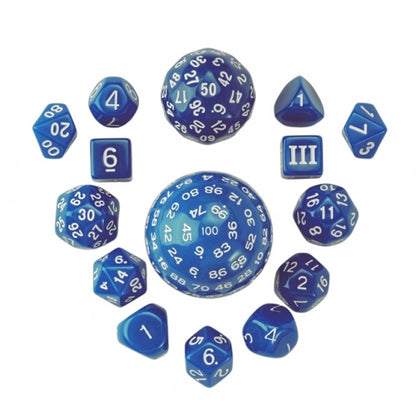 TwoFaad - 15 Piece Set - Blue Dice w/ White Numbers