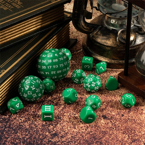 TwoFaad - 15 Piece Set - Green Dice w/ White Numbers