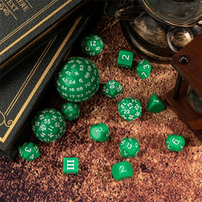 TwoFaad - 15 Piece Set - Green Dice w/ White Numbers