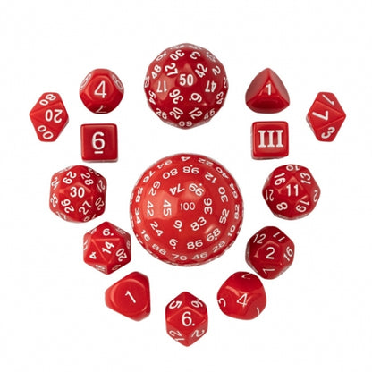 TwoFaad - 15 Piece Set - Red Dice w/ White Numbers