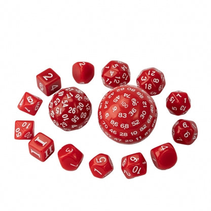 TwoFaad - 15 Piece Set - Red Dice w/ White Numbers