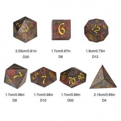 TwoFaad - Wood 7- Piece Dice Set w/ Red Hue