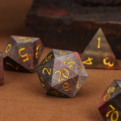 TwoFaad - Wood 7- Piece Dice Set w/ Red Hue