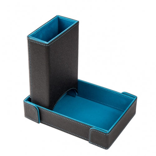 Blue Leather Dice Tray & Tower Combo