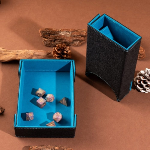 Blue Leather Dice Tray & Tower Combo