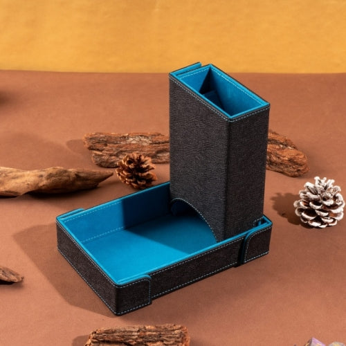 Blue Leather Dice Tray & Tower Combo