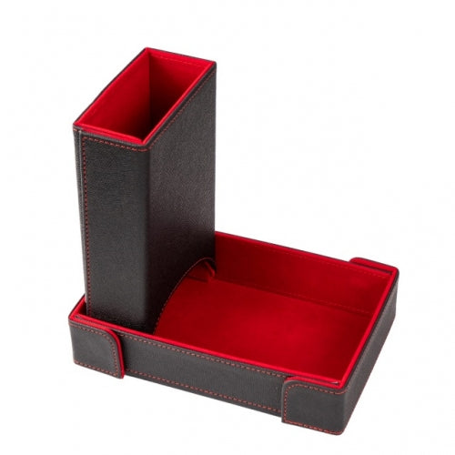 Red Leather Dice Tray & Tower Combo