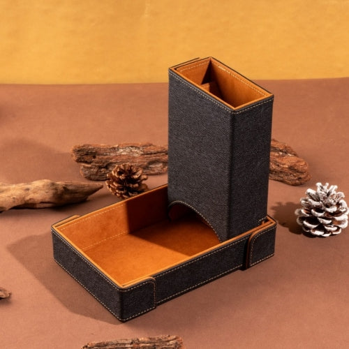 Brown Leather Dice Tray & Tower Combo