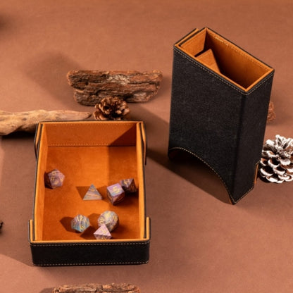 Brown Leather Dice Tray & Tower Combo
