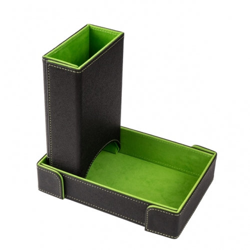 Green Leather Dice Tray & Tower Combo