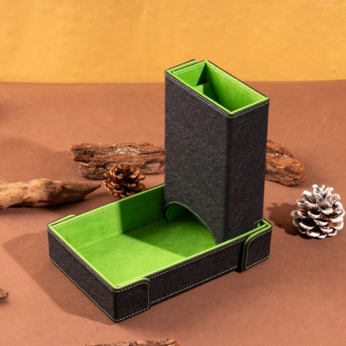 Green Leather Dice Tray & Tower Combo