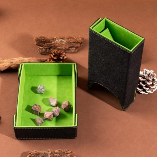 Green Leather Dice Tray & Tower Combo