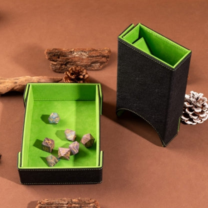 Green Leather Dice Tray & Tower Combo