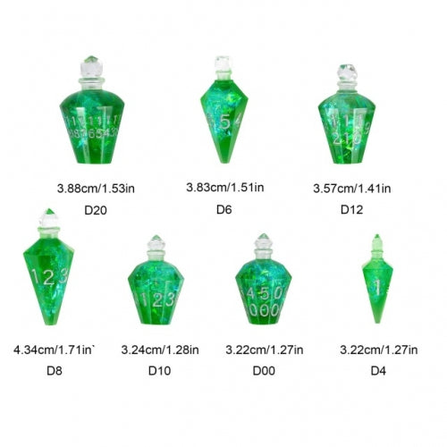 TwoFaad - Wildfire Potion Bottle Green 7- Piece Dice Set