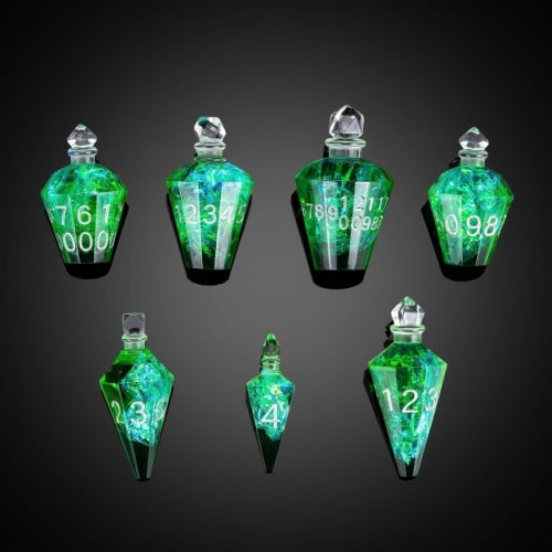 TwoFaad - Wildfire Potion Bottle Green 7- Piece Dice Set