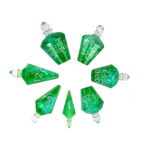 TwoFaad - Wildfire Potion Bottle Green 7- Piece Dice Set